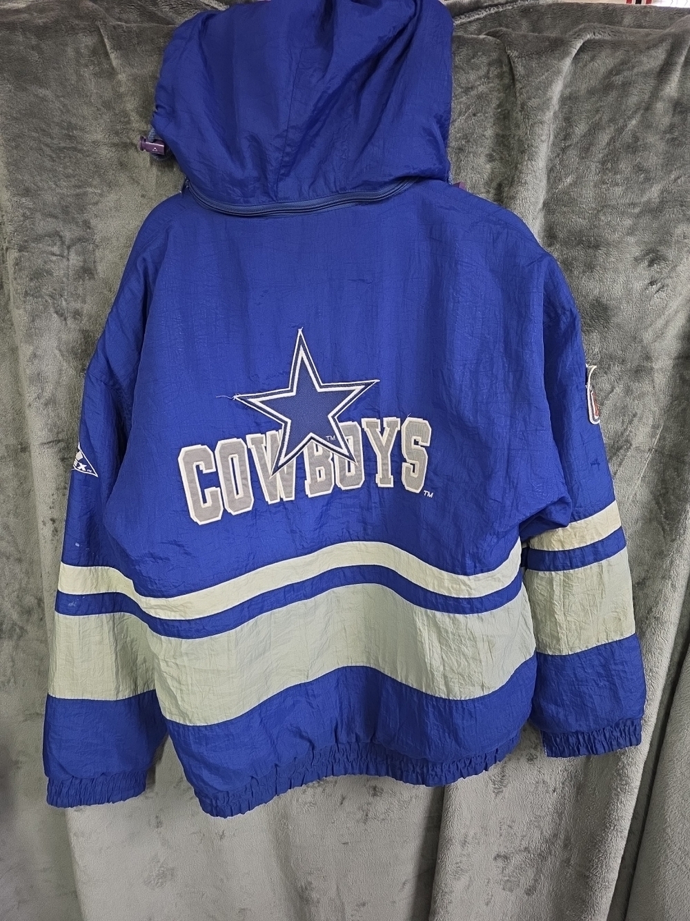 NFL Cowboys Royal Blue and Cream Puffer Jacket for Kids